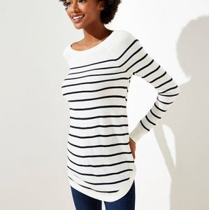 Loft Striped Luxe Knit Shirttail Tunic 